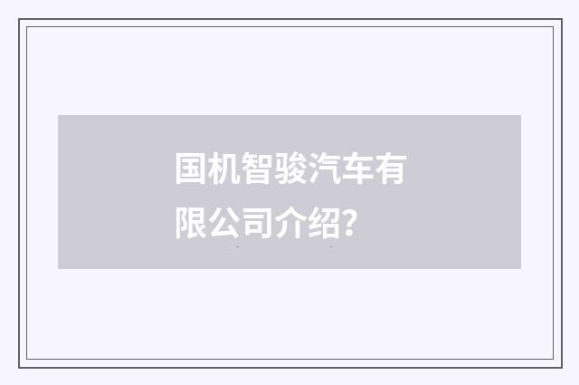 国机智骏汽车有限公司介绍？