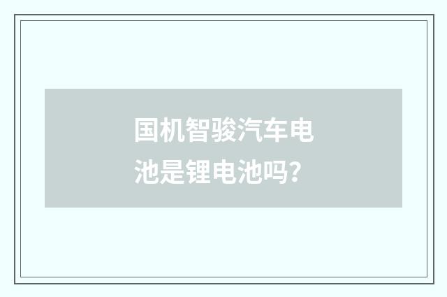 国机智骏汽车电池是锂电池吗？