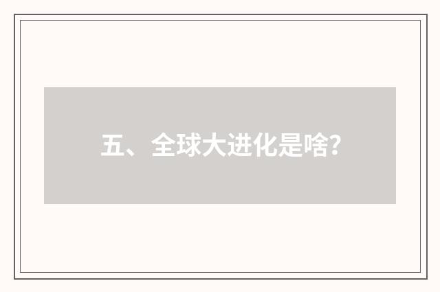 五、全球大进化是啥？