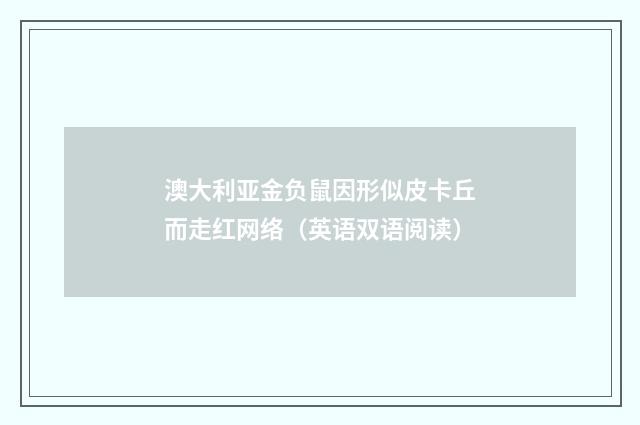 澳大利亚金负鼠因形似皮卡丘而走红网络(英语双语阅读)