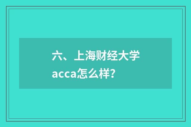 六、上海财经大学acca怎么样？