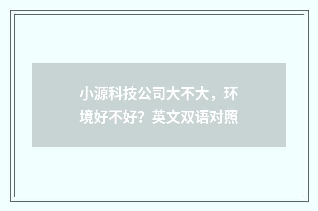 小源科技公司大不大,环境好不好?英文双语对照