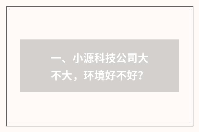一、小源科技公司大不大,环境好不好?