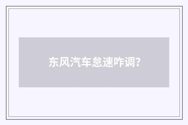 东风汽车怠速咋调?