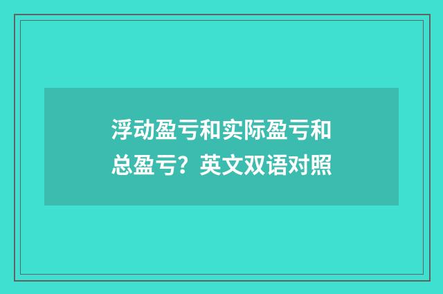 浮动盈亏和实际盈亏和总盈亏?英文双语对照