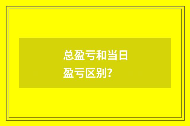 总盈亏和当日盈亏区别？