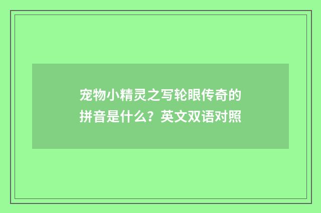 宠物小精灵之写轮眼传奇的拼音是什么?英文双语对照