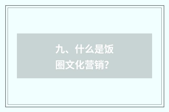 九、什么是饭圈文化营销？