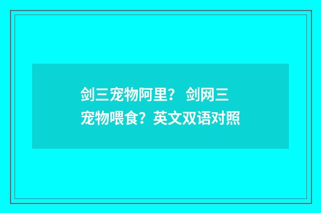 剑三宠物阿里? 剑网三宠物喂食?英文双语对照