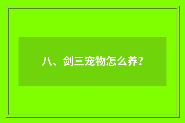 八、剑三宠物怎么养?