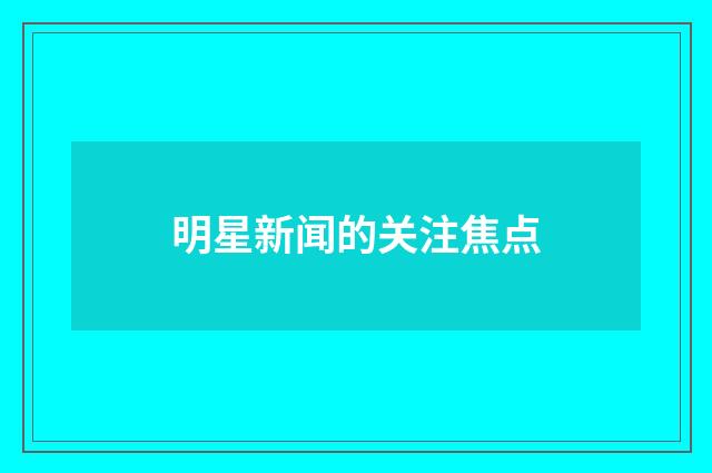 明星新闻的关注焦点