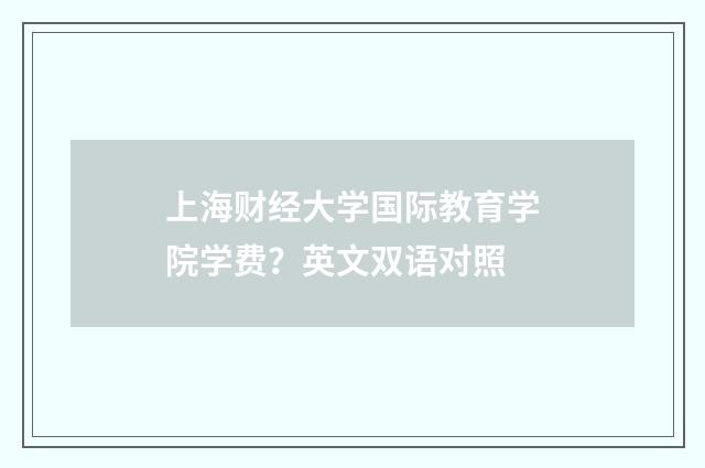上海财经大学国际教育学院学费?英文双语对照