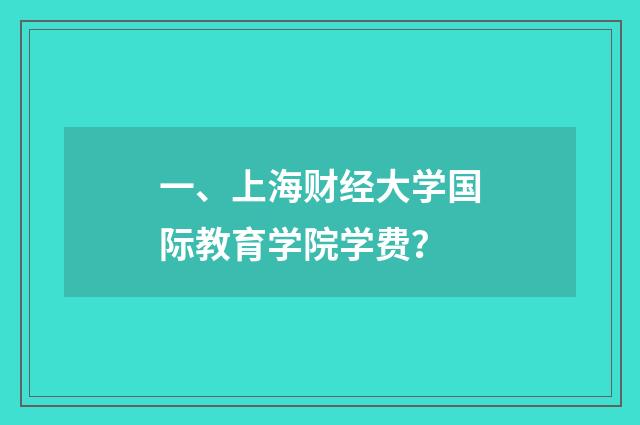 一、上海财经大学国际教育学院学费？