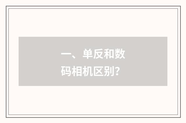 一、单反和数码相机区别?