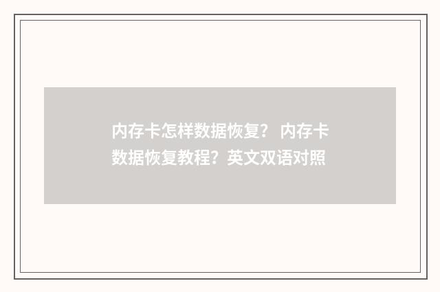 内存卡怎样数据恢复? 内存卡数据恢复教程?英文双语对照
