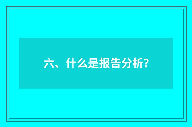 六、什么是报告分析?
