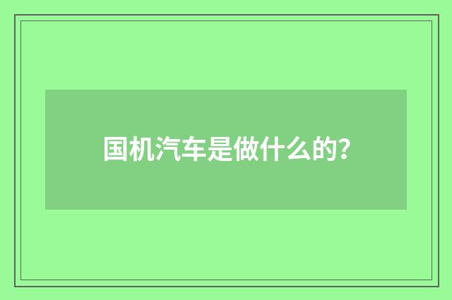 国机汽车是做什么的？