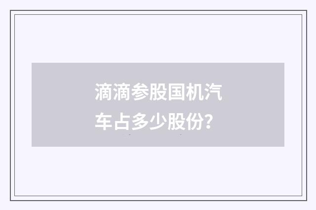 滴滴参股国机汽车占多少股份?