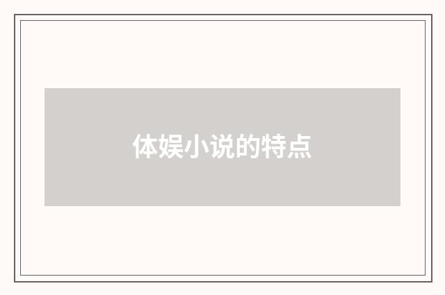 体娱小说的特点