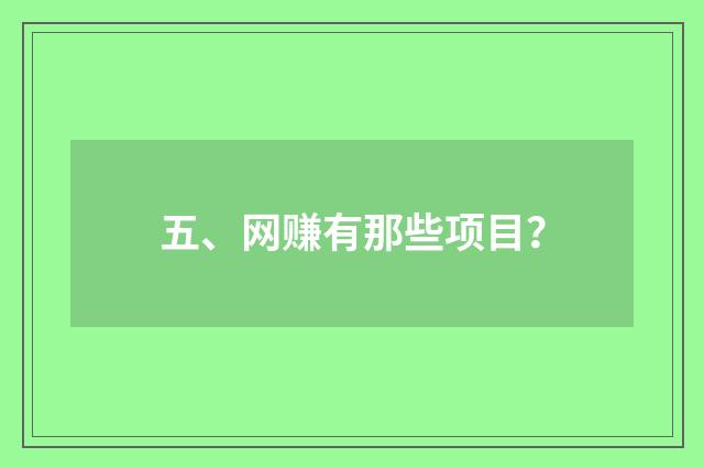 五、网赚有那些项目?