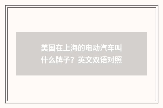 美国在上海的电动汽车叫什么牌子？英文双语对照