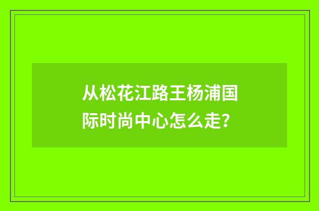 从松花江路王杨浦国际时尚中心怎么走？