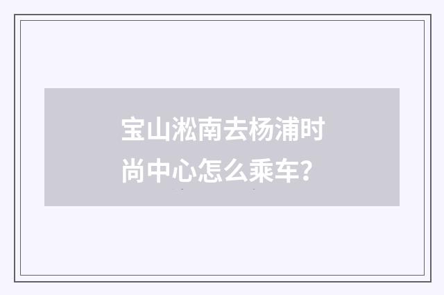 宝山淞南去杨浦时尚中心怎么乘车?