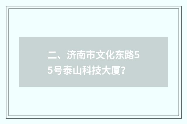 二、济南市文化东路55号泰山科技大厦?