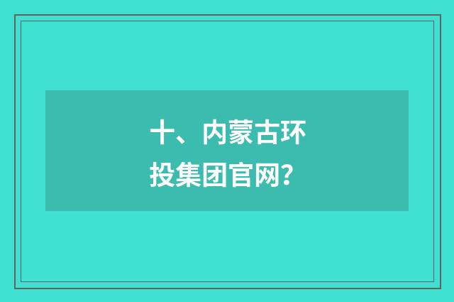 十、内蒙古环投集团官网？