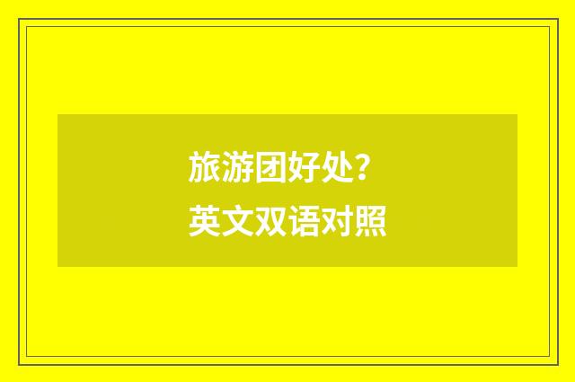 旅游团好处？英文双语对照