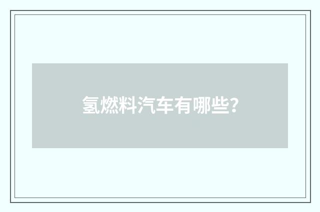 氢燃料汽车有哪些?