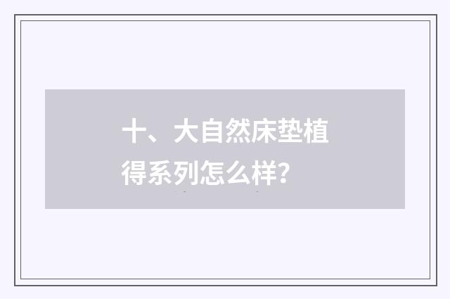 十、大自然床垫植得系列怎么样?