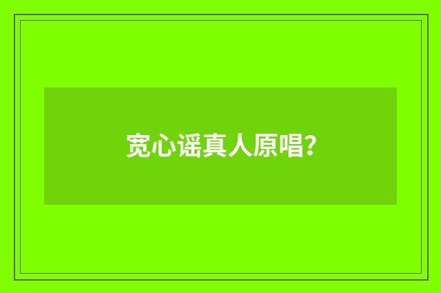 宽心谣真人原唱？