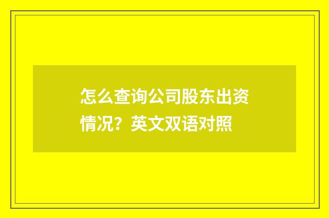 怎么查询公司股东出资情况?英文双语对照