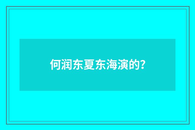 何润东夏东海演的?