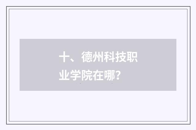 十、德州科技职业学院在哪？