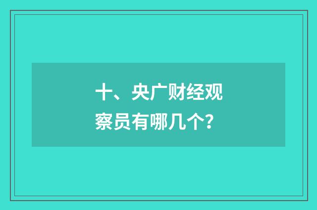 十、央广财经观察员有哪几个?