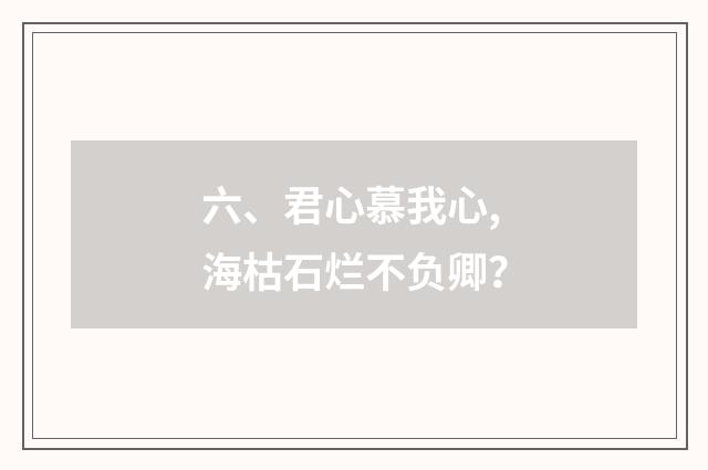 六、君心慕我心,海枯石烂不负卿？