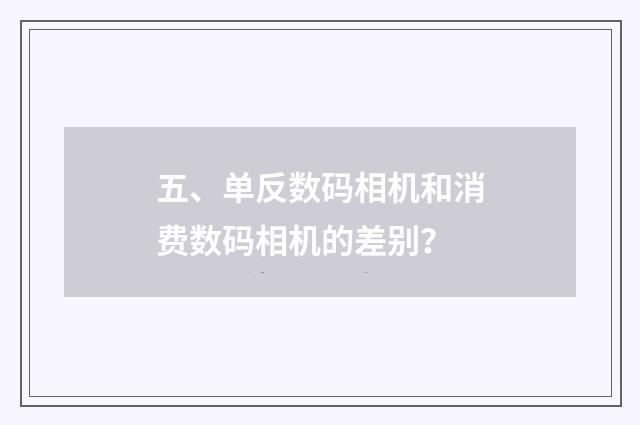 五、单反数码相机和消费数码相机的差别？