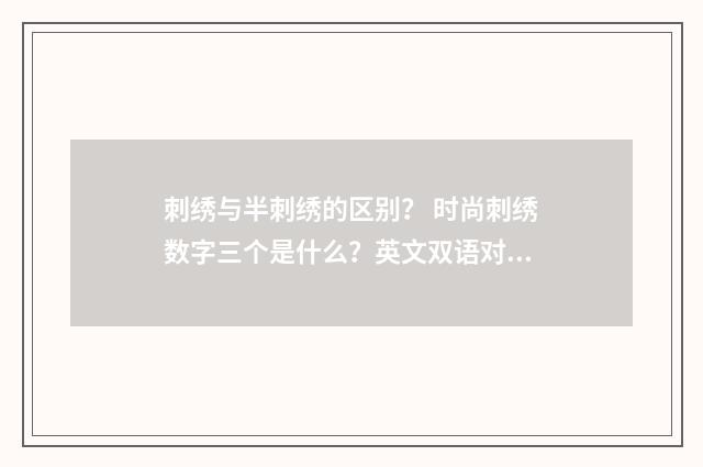 刺绣与半刺绣的区别？ 时尚刺绣数字三个是什么？英文双语对照