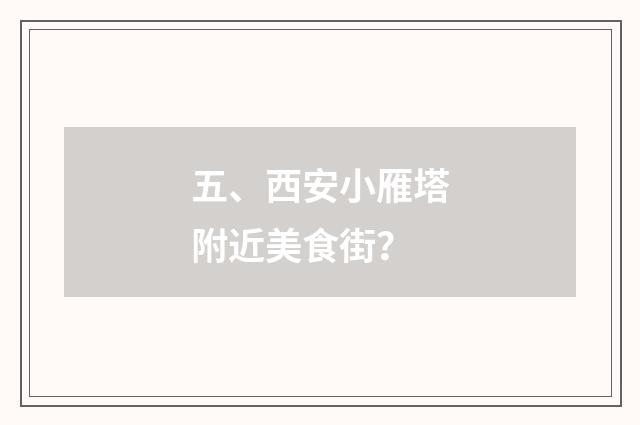 五、西安小雁塔附近美食街?