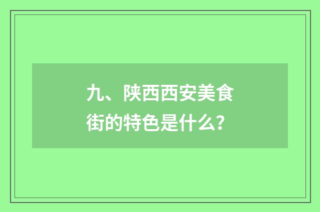 九、陕西西安美食街的特色是什么？