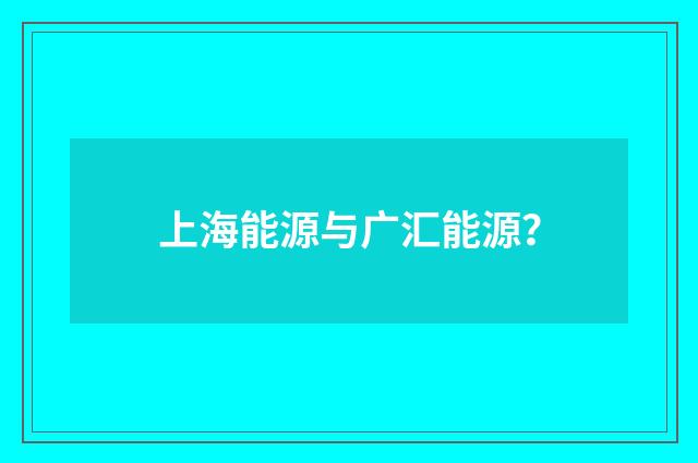 上海能源与广汇能源？