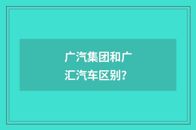 广汽集团和广汇汽车区别？