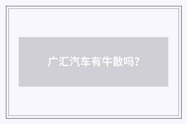 广汇汽车有牛散吗？