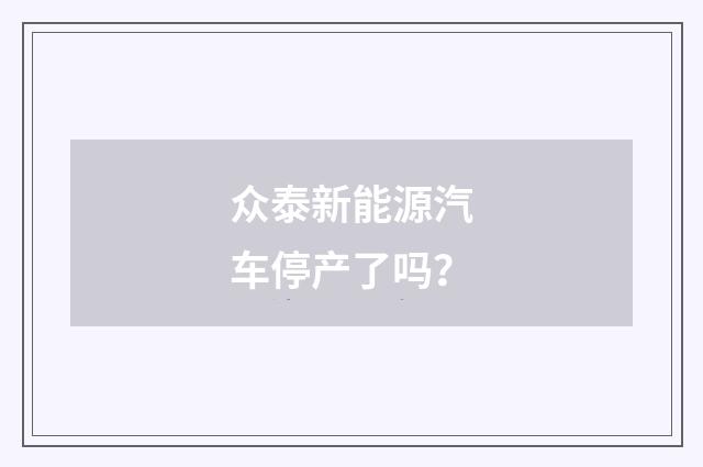 众泰新能源汽车停产了吗?