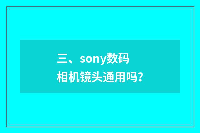 三、sony数码相机镜头通用吗？
