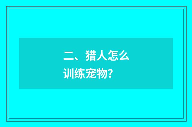 二、猎人怎么训练宠物?