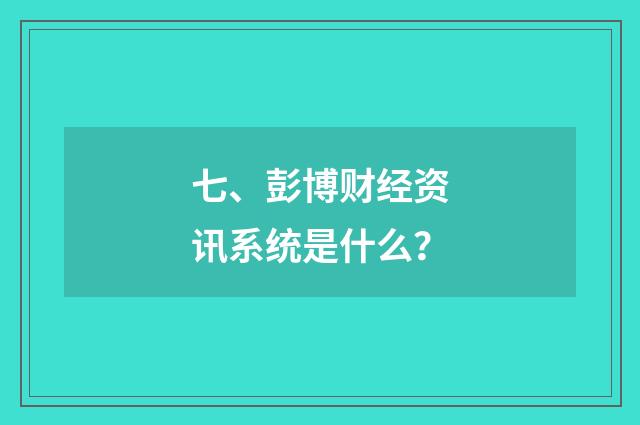 七、彭博财经资讯系统是什么？