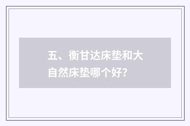 五、衡甘达床垫和大自然床垫哪个好?